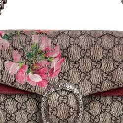 Pre Owned Gucci Beige GG Supreme Canvas and Suede Small Dionysus Shoulder Bag