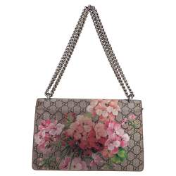 Pre Owned Gucci Beige GG Supreme Canvas and Suede Small Dionysus Shoulder Bag