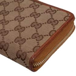 Gucci Beige/Brown GG Canvas and Leather Tassel Zip Around Wallet