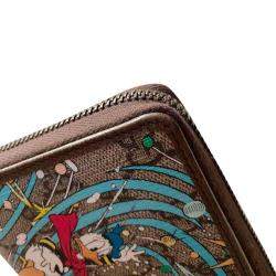 Gucci Brown GG Canvas Gucci x Disney Donald Duck Continental Wallet