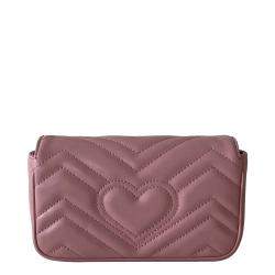 Gucci Pink Matelasse Leather Super Mini GG Marmont Shoulder Bag