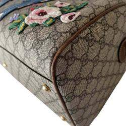 Gucci Beige/Brown GG Canvas Embroidered Bsoton Bag 