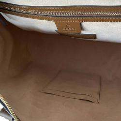 Gucci Beige/Brown GG Canvas Embroidered Bsoton Bag 