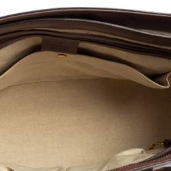 Pre Owned Gucci Brown Patent Leather Medium Bright Bit Tote