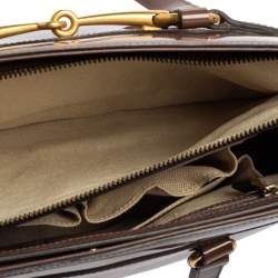 Pre Owned Gucci Brown Patent Leather Medium Bright Bit Tote