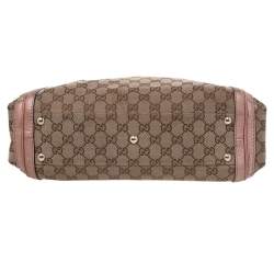 مملوكة مسبقًا حقيبة ساتشل غوتشي بيل كانفاس GG وجلد بيج 