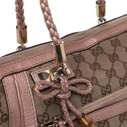 مملوكة مسبقًا حقيبة ساتشل غوتشي بيل كانفاس GG وجلد بيج 