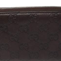 Gucci Brown Guccissima Leather Zip Around Wallet