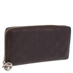 Gucci Brown Guccissima Leather Zip Around Wallet