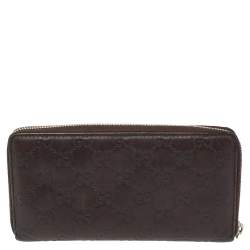 Gucci Brown Guccissima Leather Zip Around Wallet