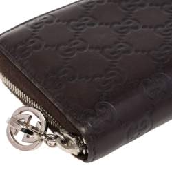 Gucci Brown Guccissima Leather Zip Around Wallet