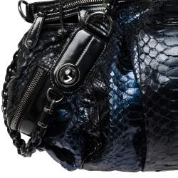 Pre Owned Gucci Blue/Black Python Galaxy Satchel