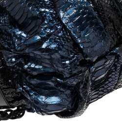 Pre Owned Gucci Blue/Black Python Galaxy Satchel