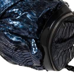 Pre Owned Gucci Blue/Black Python Galaxy Satchel