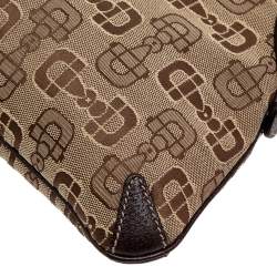 Gucci Beige Horsebit Canvas And Brown Leather Hobo