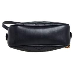 Pre Owned Gucci Black Matelassé Leather Mini GG Marmont Crossbody Bag