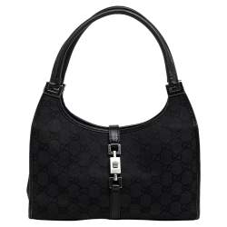 Gucci GG Canvas Jackie Bardot Leather Handbag