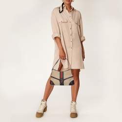 مملوكة مسبقًا حقيبة هوبو غوتشي رينز جلد وكانفاس مثقب بيج/بني