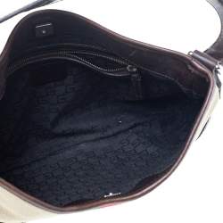 مملوكة مسبقًا حقيبة هوبو غوتشي رينز جلد وكانفاس مثقب بيج/بني