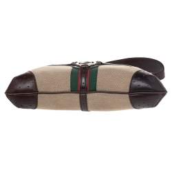 مملوكة مسبقًا حقيبة هوبو غوتشي رينز جلد وكانفاس مثقب بيج/بني