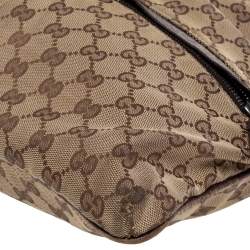 Pre Owned Gucci Beige GG Canvas Medium Web Double Pocket Messenger Bag