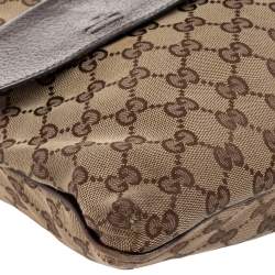 Pre Owned Gucci Beige GG Canvas Medium Web Double Pocket Messenger Bag