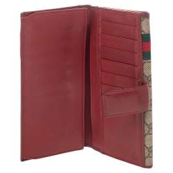 Pre Owned Gucci Beige GG Supreme Canvas Web Bifold Continental Wallet