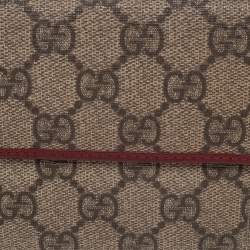 Pre Owned Gucci Beige GG Supreme Canvas Web Bifold Continental Wallet