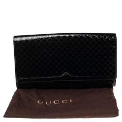 Gucci Black Microguccissima Patent Leather Medium Broadway Clutch