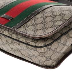 Pre Owned Gucci Beige/Brown GG Supreme Canvas and Leather Web Messenger Bag