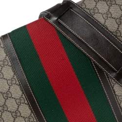 Pre Owned Gucci Beige/Brown GG Supreme Canvas and Leather Web Messenger Bag