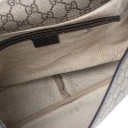 Pre Owned Gucci Beige/Brown GG Supreme Canvas and Leather Web Messenger Bag