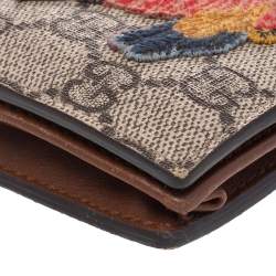 مملوكة مسبقًا Gucci Beige GG Supreme Canvas Limited Edition Bird Embroidered Bifold Card Holder