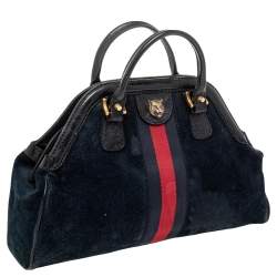 Gucci Black Suede And Leather Rebelle Satchel