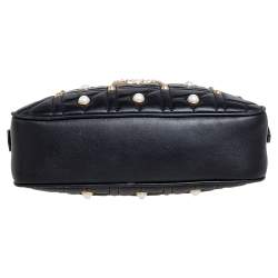 مملوكة مسبقًا Gucci Black Quilted Leather Small Studs and Pearl Embellished GG Marmont Crossbody Bag