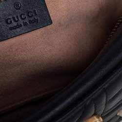 مملوكة مسبقًا Gucci Black Quilted Leather Small Studs and Pearl Embellished GG Marmont Crossbody Bag