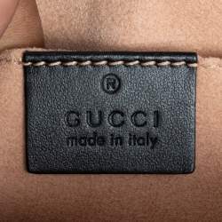 Pre Owned Gucci Black Matelassé Leather GG Marmont Backpack