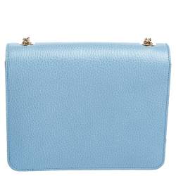 Pre Owned حقيبة كتف غوتشي جلد أزرق مزين جي جي متداخل صغيرة