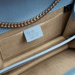 Pre Owned حقيبة كتف غوتشي جلد أزرق مزين جي جي متداخل صغيرة