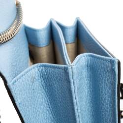 Pre Owned حقيبة كتف غوتشي جلد أزرق مزين جي جي متداخل صغيرة