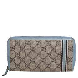 What Goes Around Comes Around Gucci Blue Canvas Zip Around Wallet