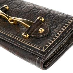 مملوكة مسبقًا محفظة غوتشي كونتينينتال جلد غوتشيسيما بني مزينة هورسبيت ذات قلاب