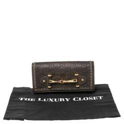 مملوكة مسبقًا محفظة غوتشي كونتينينتال جلد غوتشيسيما بني مزينة هورسبيت ذات قلاب