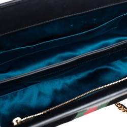 Pre Owned Gucci Black Suede and Patent Leather Medium Ophidia Chain Shoulder Bag