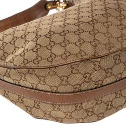 مملوكة مسبقًا Gucci Metallic Brown/Beige GG Canvas and Leather GG Twins Medium Hobo