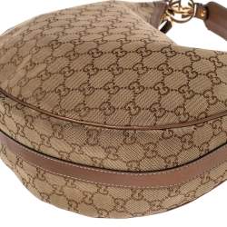 مملوكة مسبقًا Gucci Metallic Brown/Beige GG Canvas and Leather GG Twins Medium Hobo