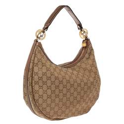مملوكة مسبقًا Gucci Metallic Brown/Beige GG Canvas and Leather GG Twins Medium Hobo