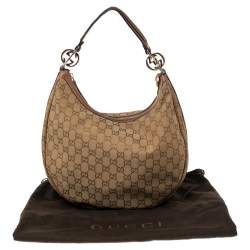 مملوكة مسبقًا Gucci Metallic Brown/Beige GG Canvas and Leather GG Twins Medium Hobo
