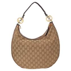 مملوكة مسبقًا Gucci Metallic Brown/Beige GG Canvas and Leather GG Twins Medium Hobo
