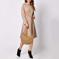 مملوكة مسبقًا Gucci Metallic Brown/Beige GG Canvas and Leather GG Twins Medium Hobo